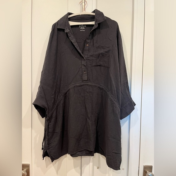 Elan tunic shirt long sleeve collared button up - Picture 1 of 7